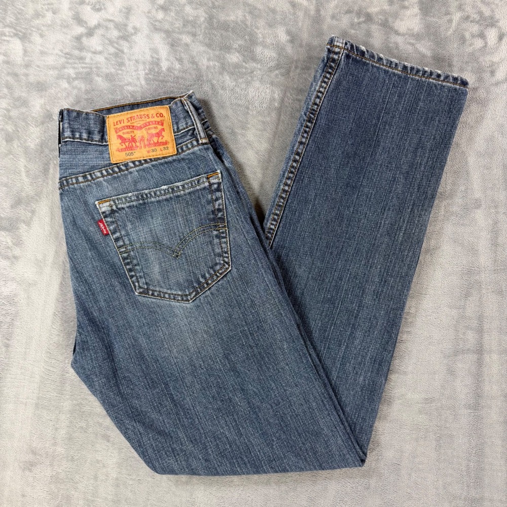 Levi's 505 Regular Fit Straight Leg Jeans Men's Size 30x32 Blue Denim Pants